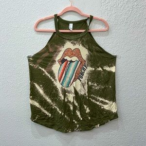 XL bleach tie-dyed cut off t-shirt with western graphic